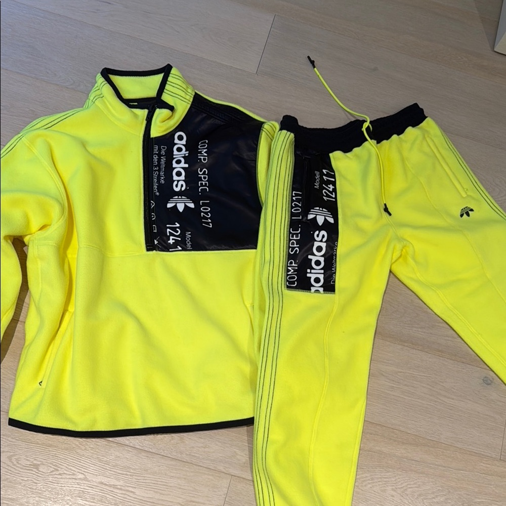 Adidas Neon Yellow Tracksuit with Black Details